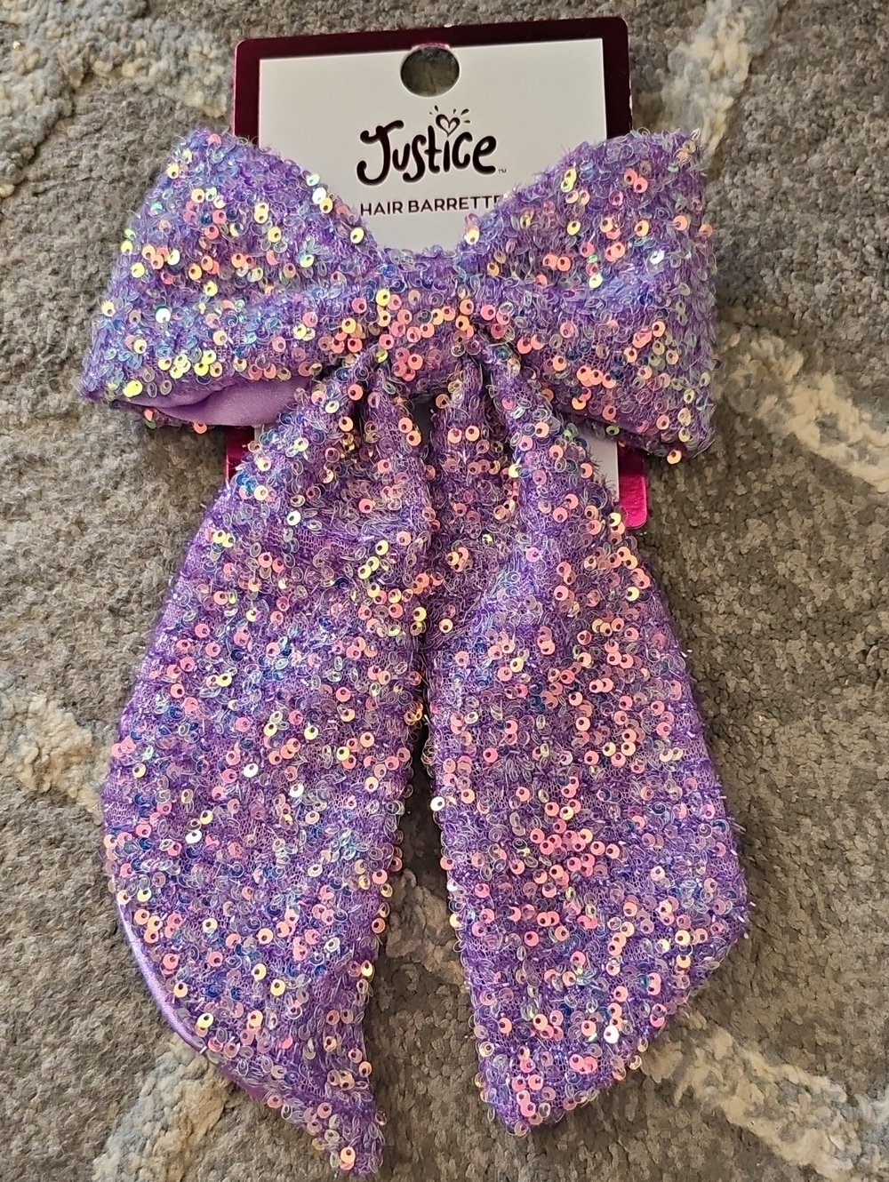 Justice Lavender Sequin Bow Hair Barrette